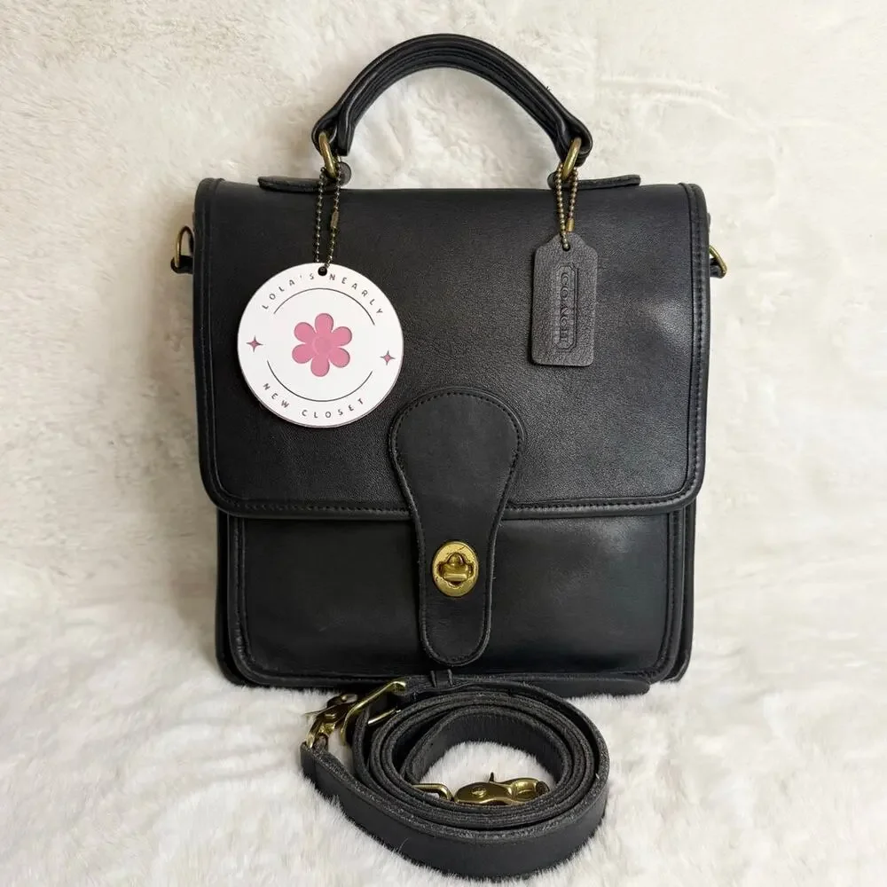 Vintage Coach 5130 Station Black Leather Crossbody Bag Purse